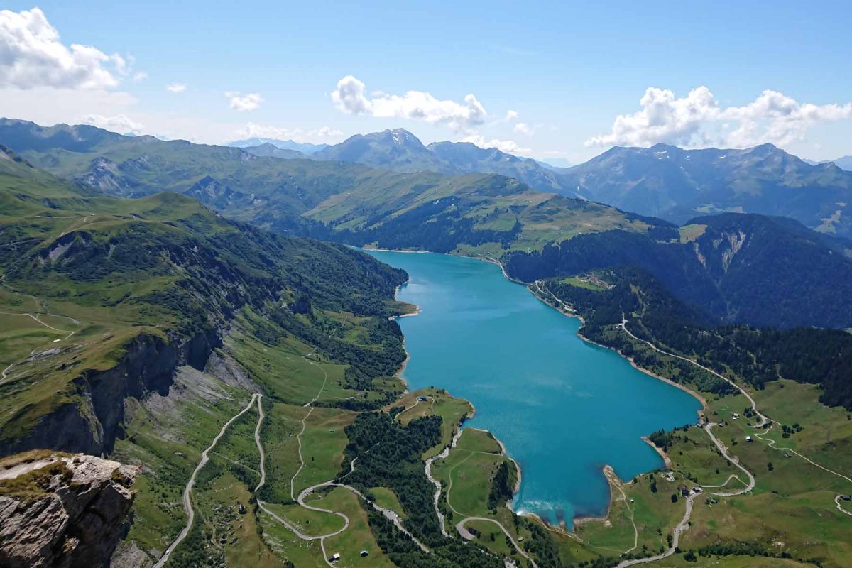 photo du lac de Roselend depuis le Roc du Vent
